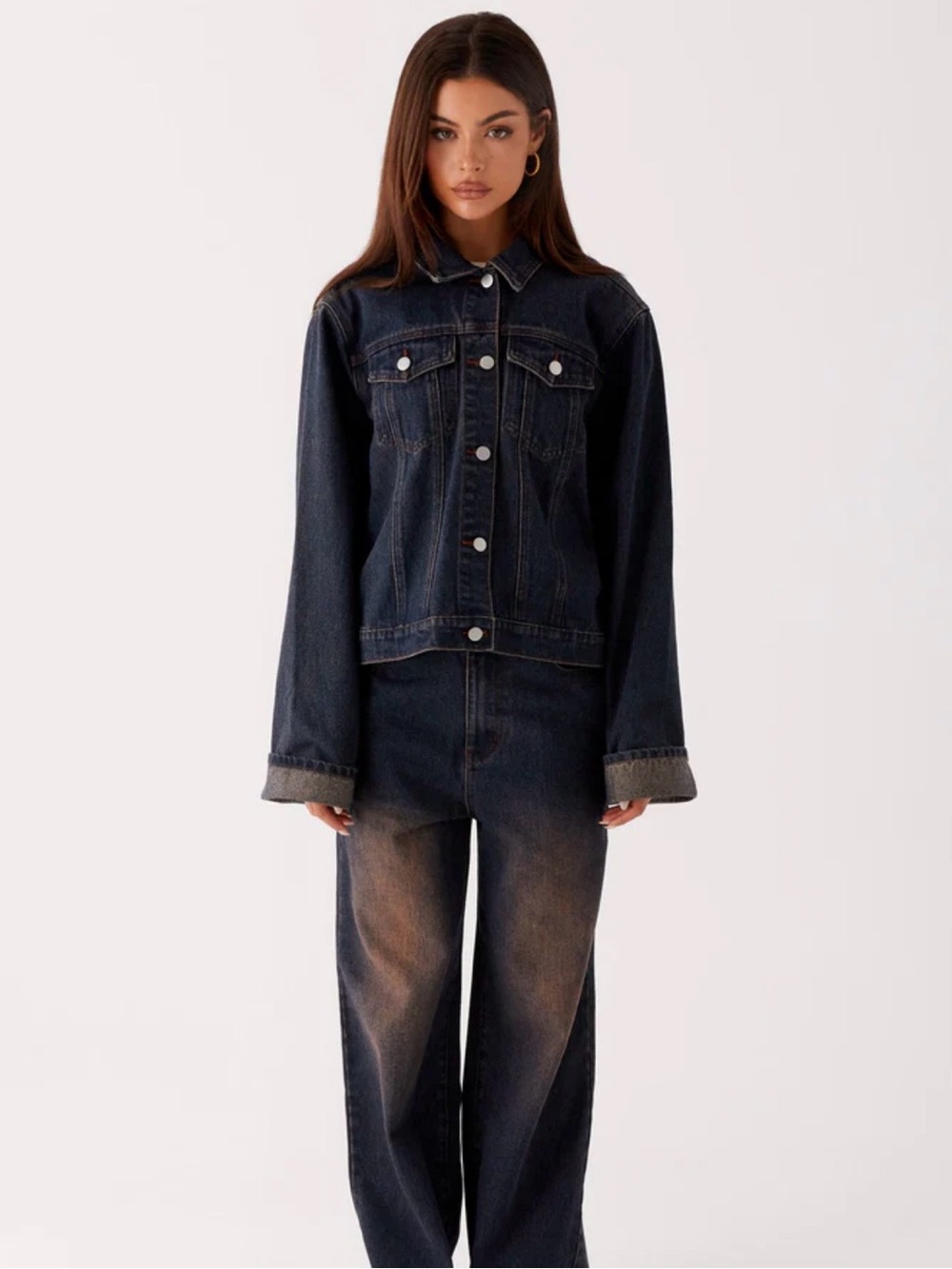 Peppermayo Dark Blue Brown Denim Jacket
